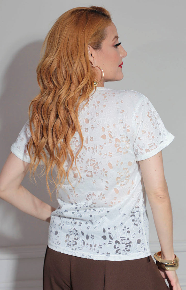 Blusa beige estampada