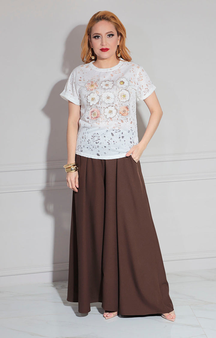 Blusa beige estampada