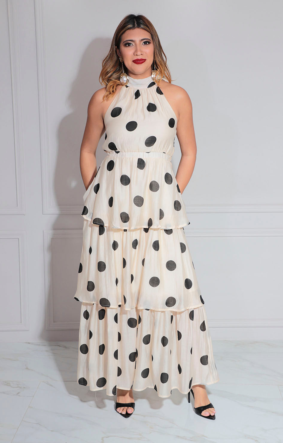 Conjunto beige polka-dots