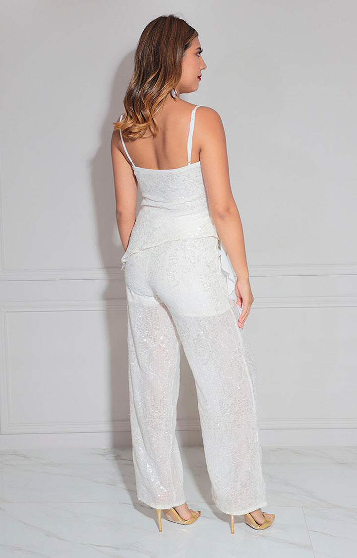 Conjunto beige con lentejuela