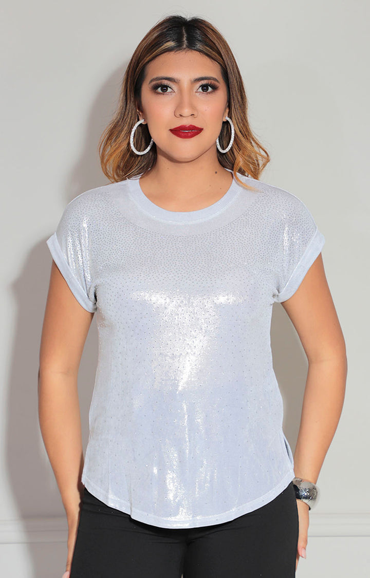 Blusa blanca metálica