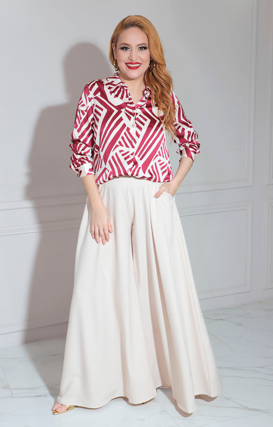 Camisera beige con vino