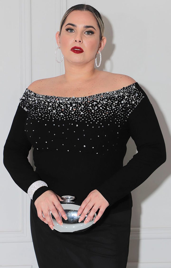 Blusa negra con brillos