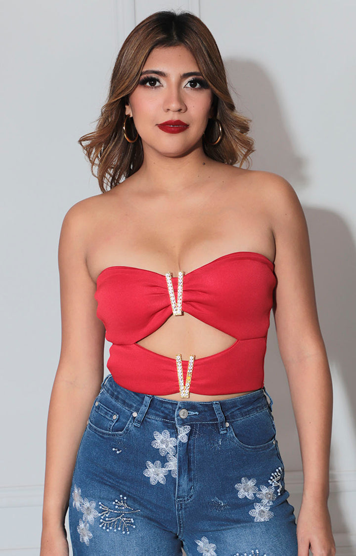 Blusa roja straple - BLUSA Boutiquemirel 