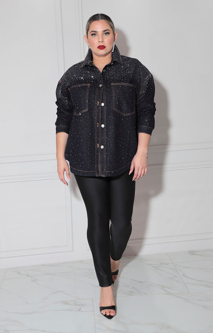 Chamarra denim con brillos