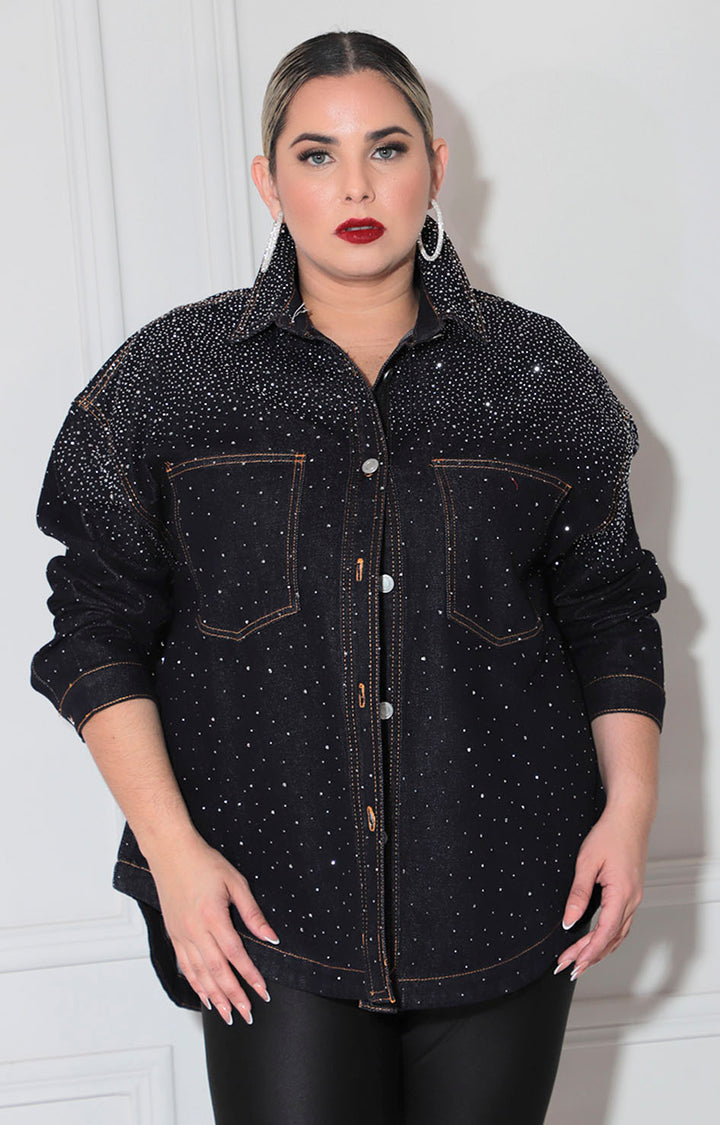 Chamarra denim con brillos