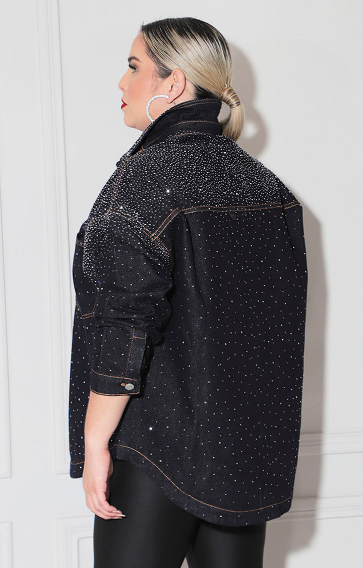 Chamarra denim con brillos