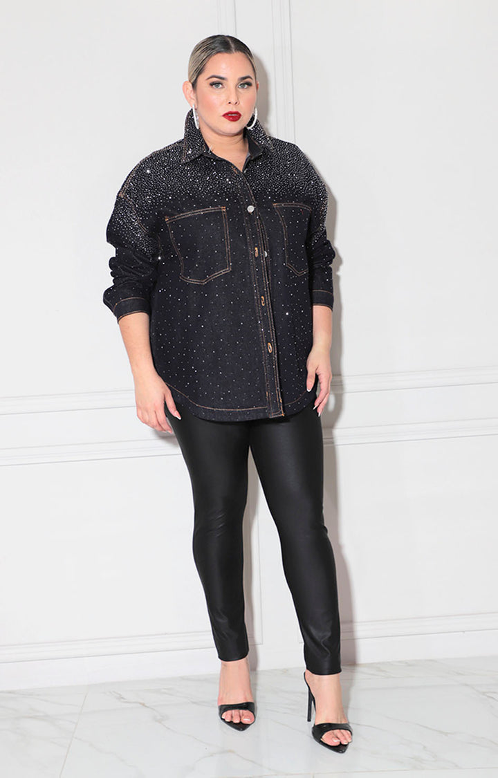 Chamarra denim con brillos