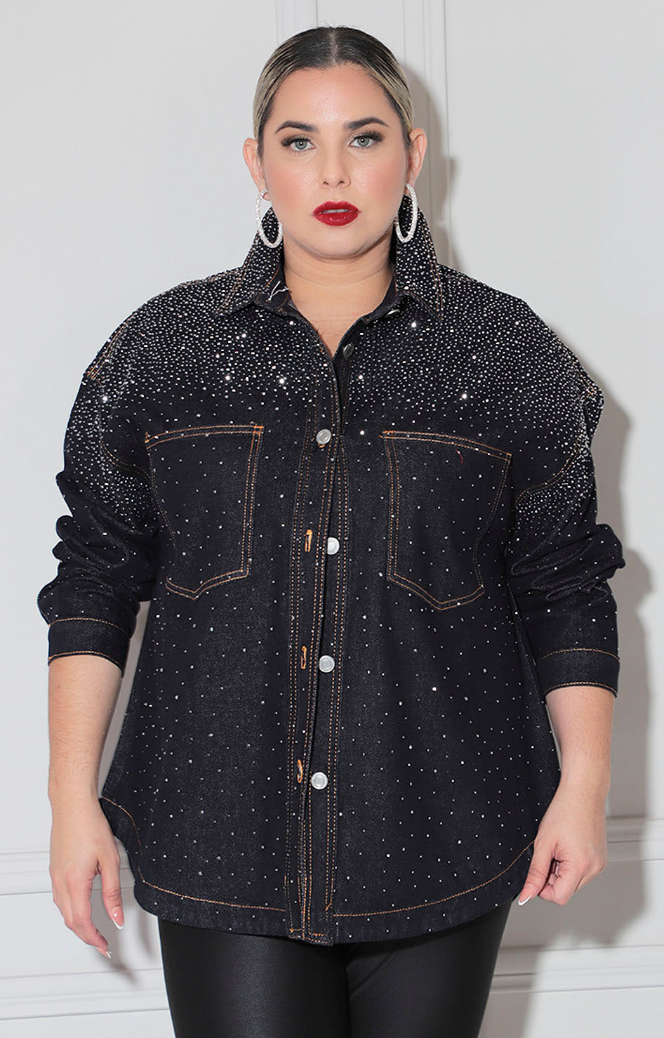 Chamarra denim con brillos