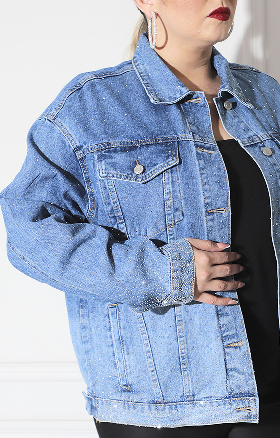 Chamarra denim con brillos