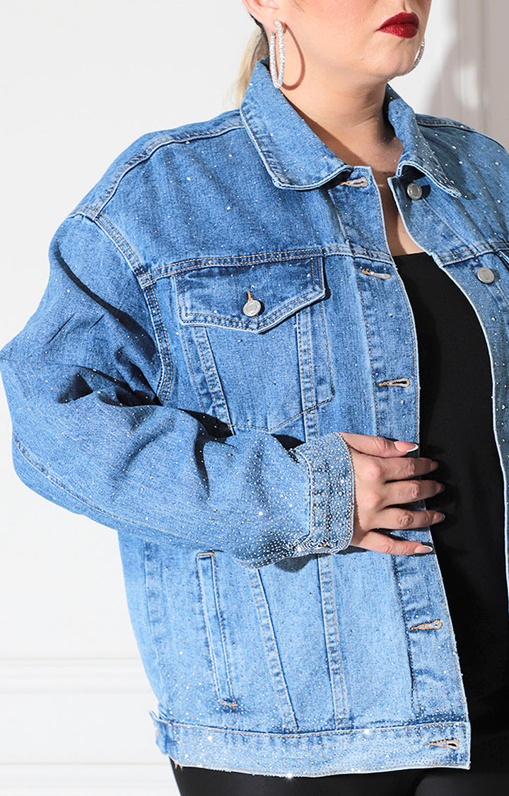 Chamarra denim con brillos