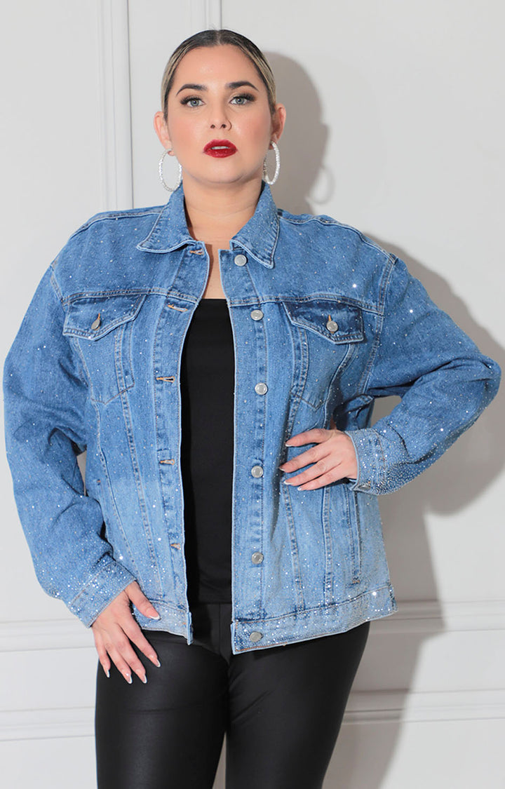 Chamarra denim con brillos