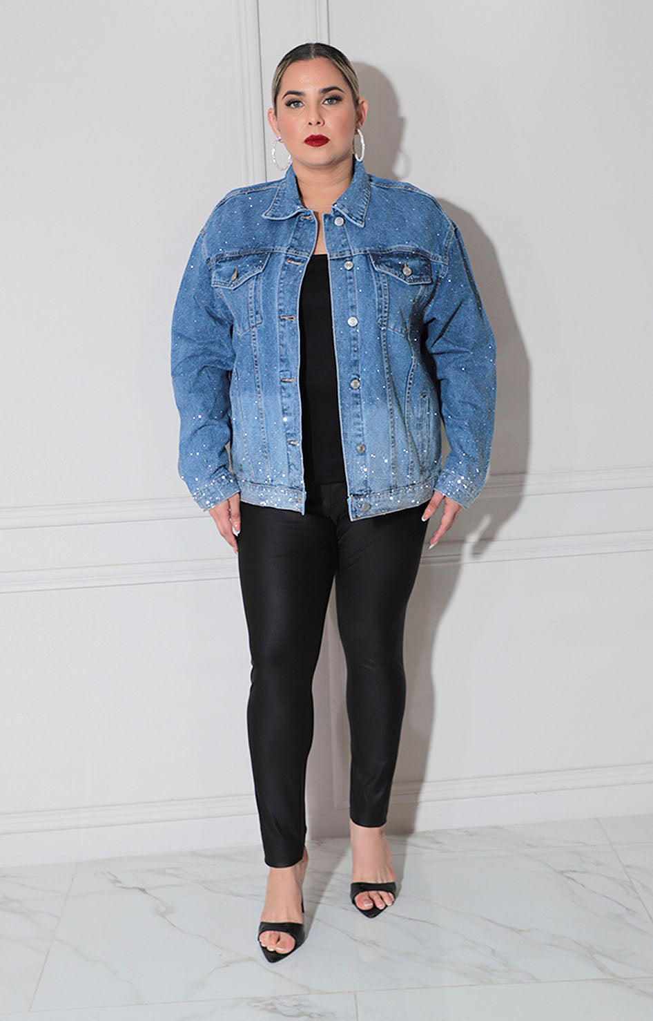 Chamarra denim con brillos