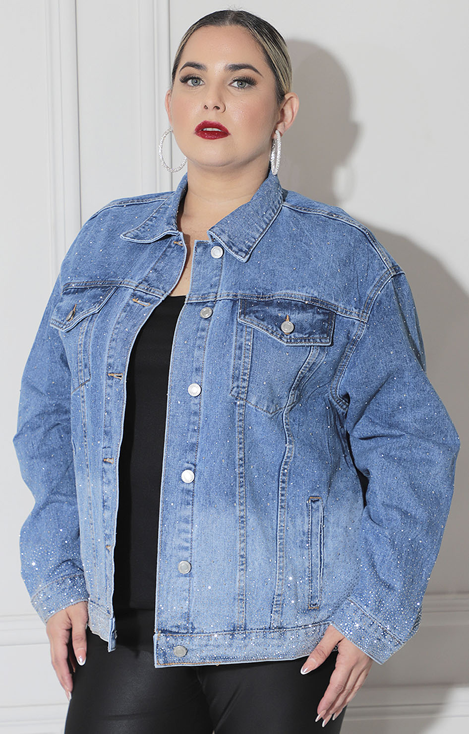 Chamarra denim con brillos