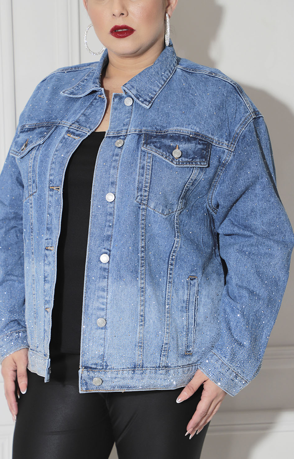Chamarra denim con brillos