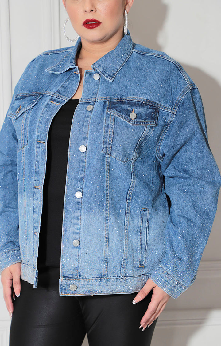 Chamarra denim con brillos