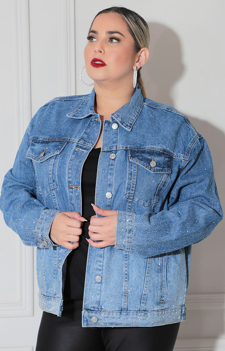 Chamarra denim con brillos
