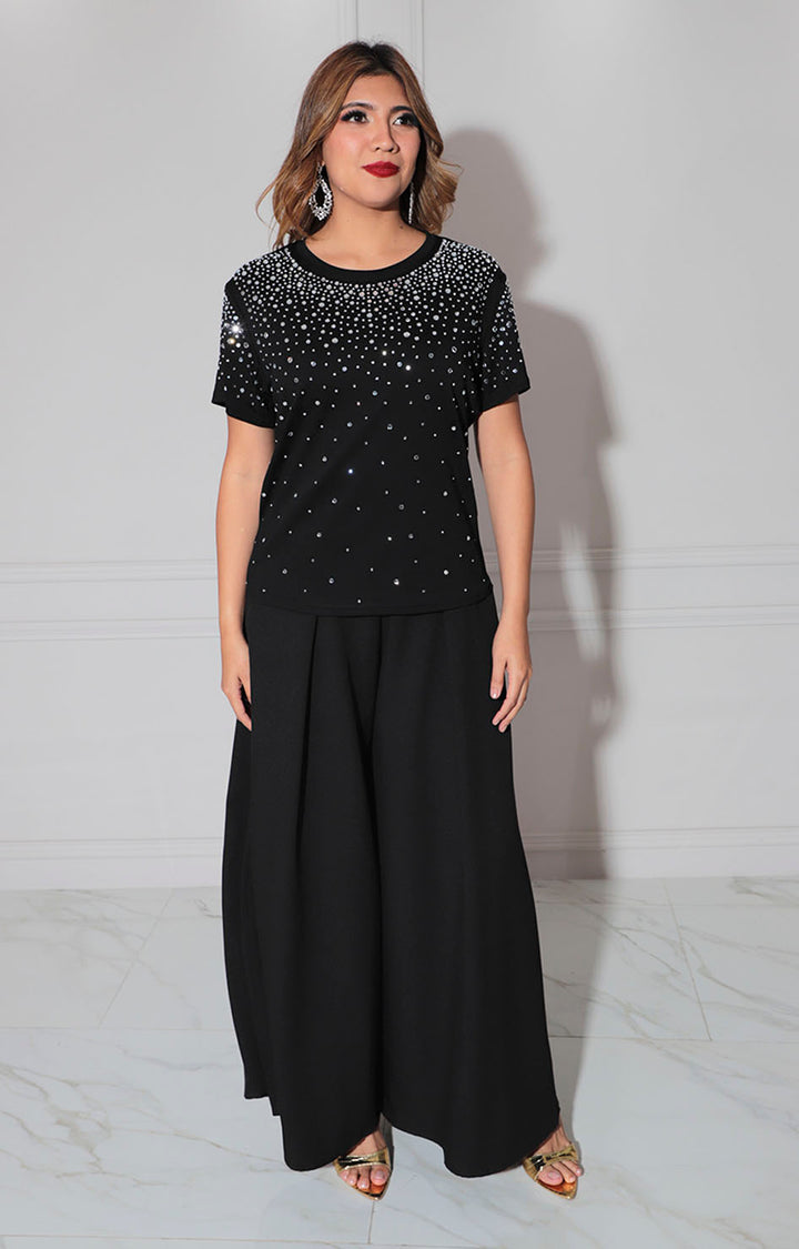 Blusa negra con brilllos