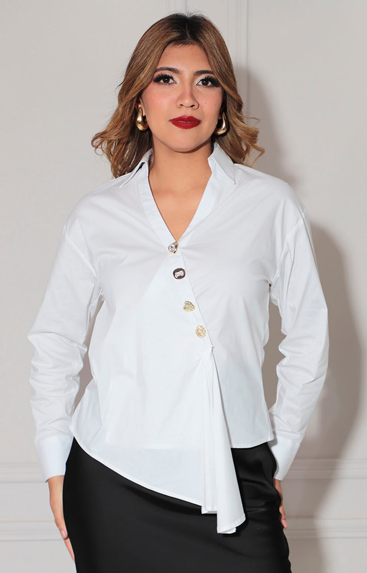 Blusa blanca asimétrica