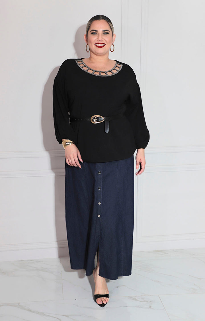 Blusa negra con plata