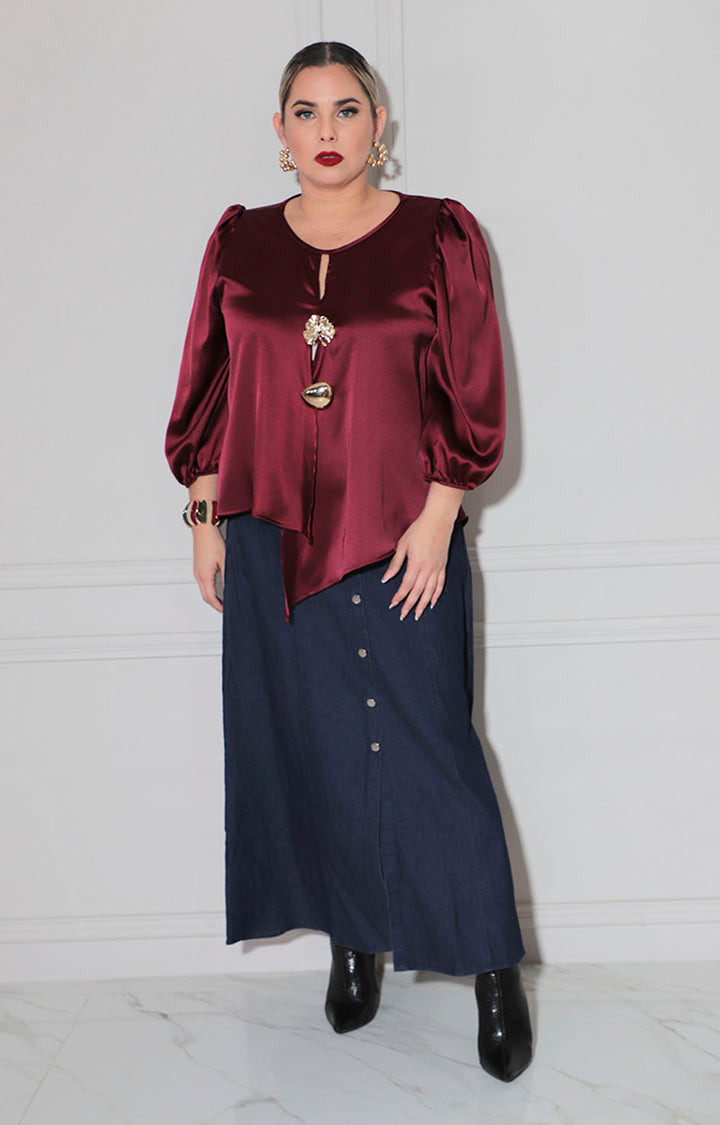 Blusa vino satinada