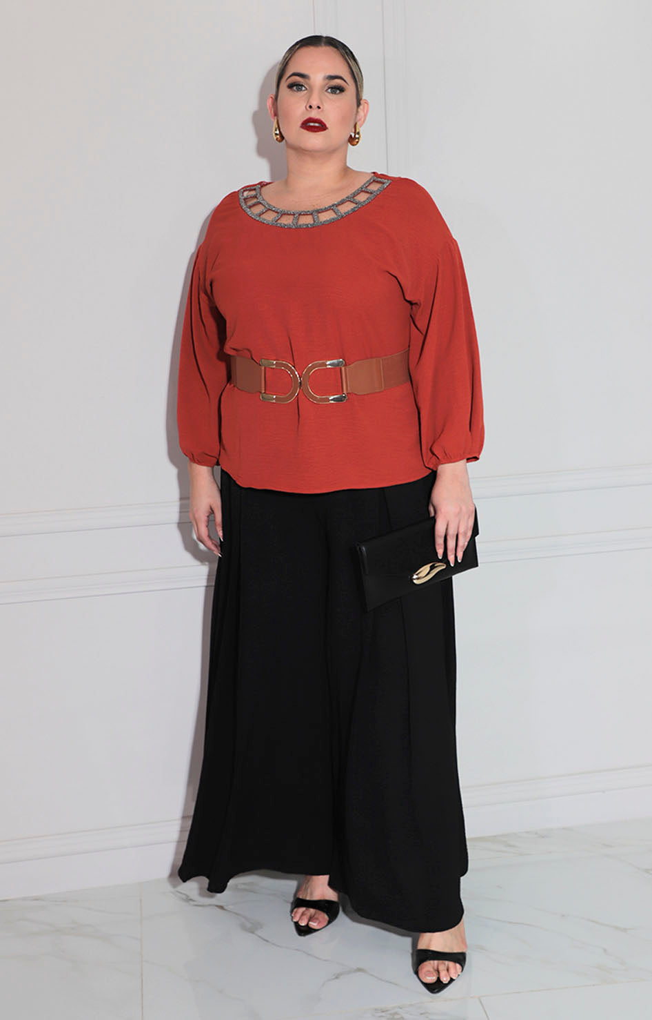 Blusa chedrón con pedrería