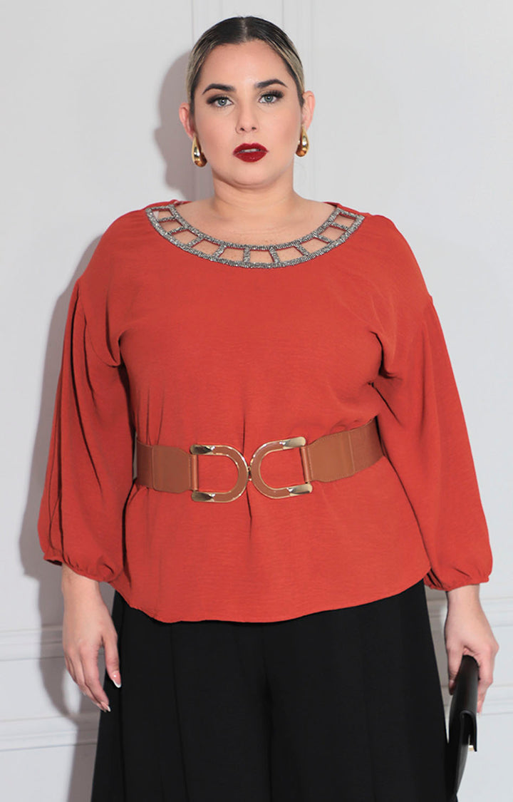 Blusa chedrón con pedrería
