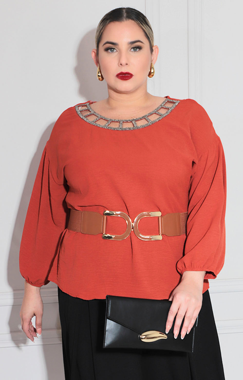 Blusa chedrón con pedrería