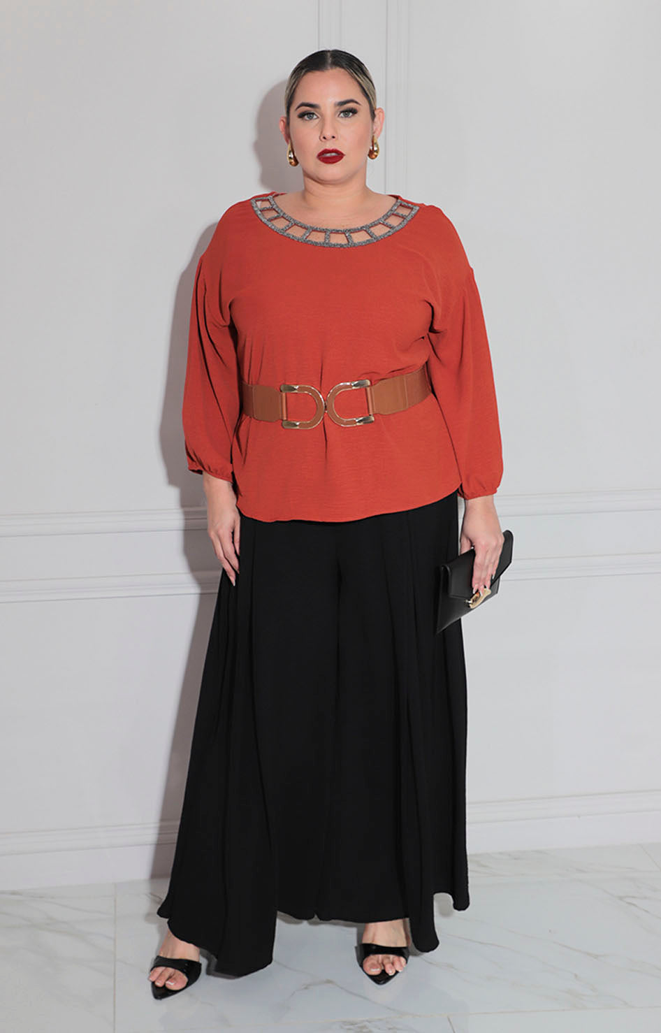 Blusa chedrón con pedrería