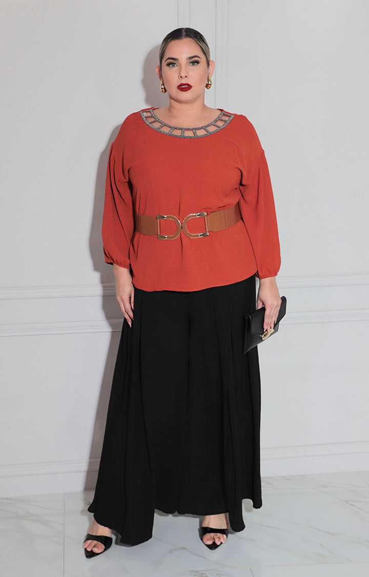 Blusa chedrón con pedrería