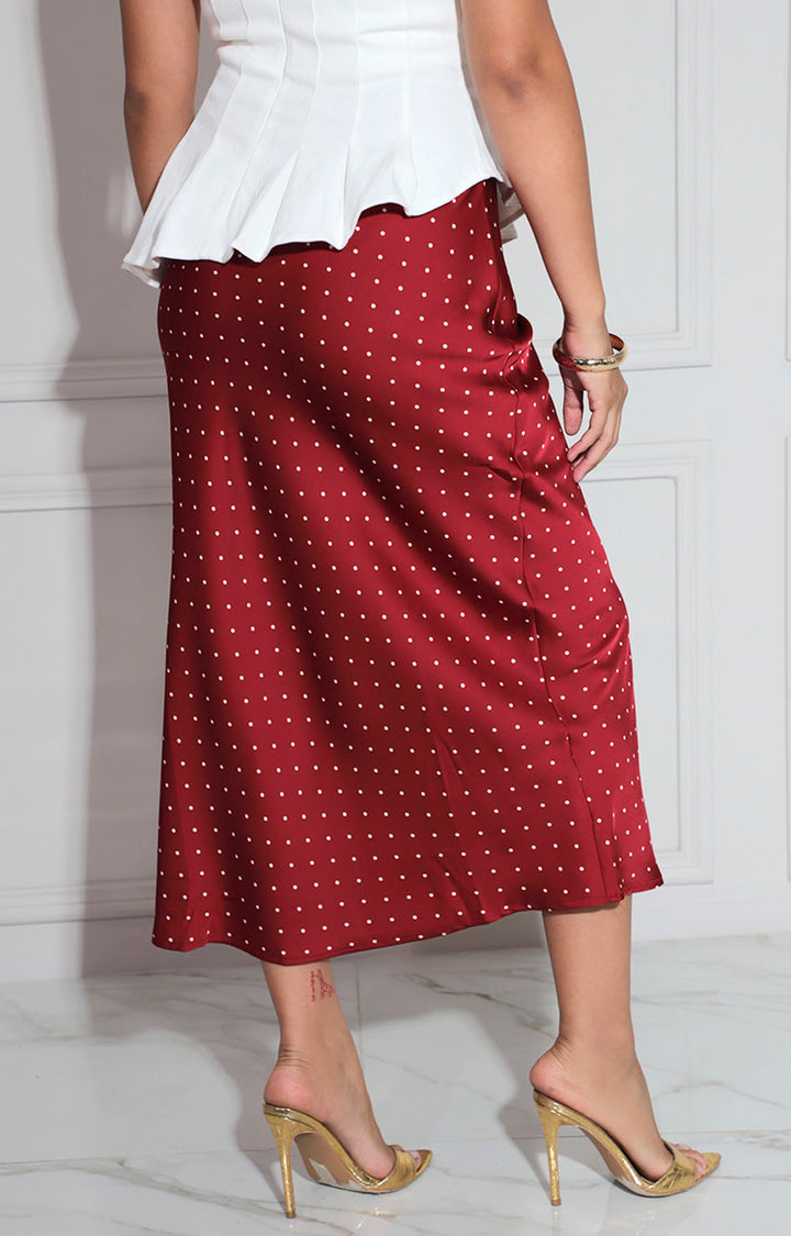 Falda vino estampada