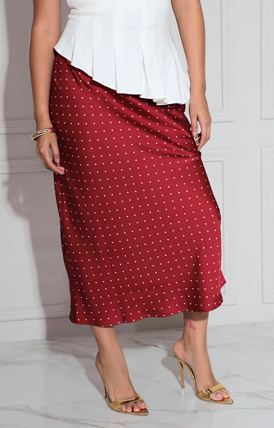 Falda vino estampada