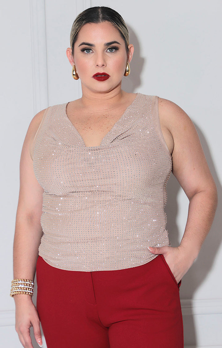Blusa beige con brillos