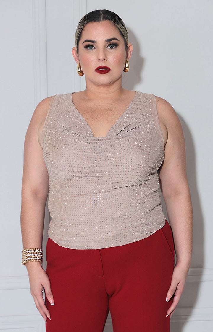 Blusa beige con brillos