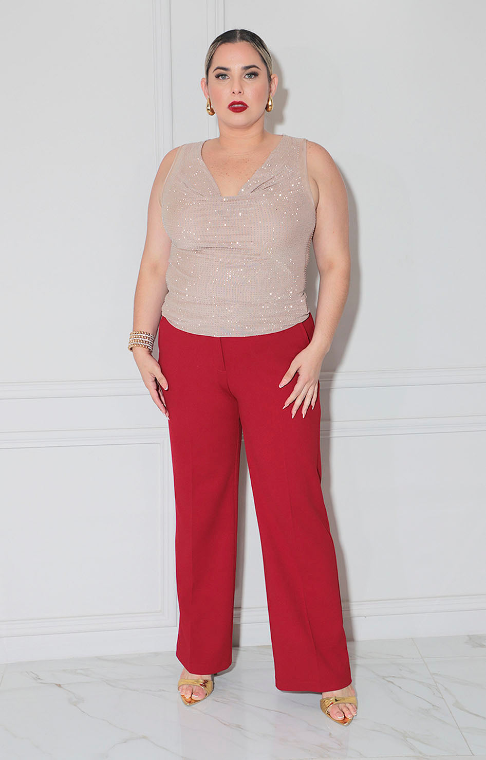 Blusa beige con brillos