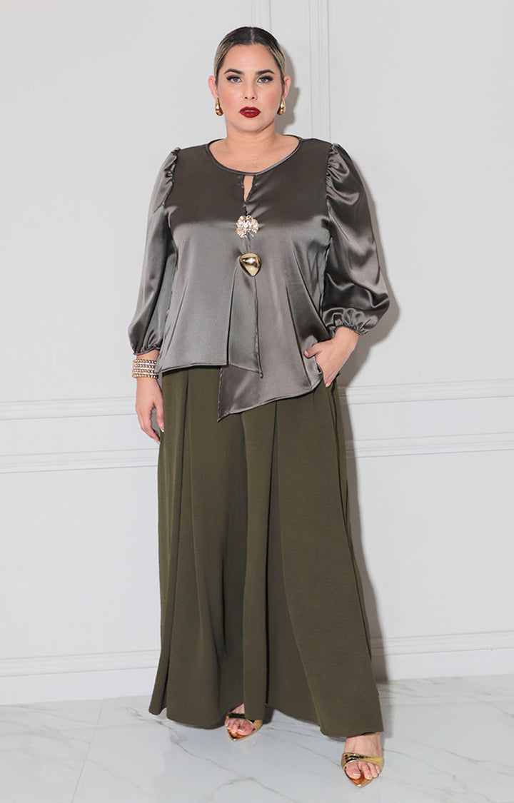 Blusa verde satinada