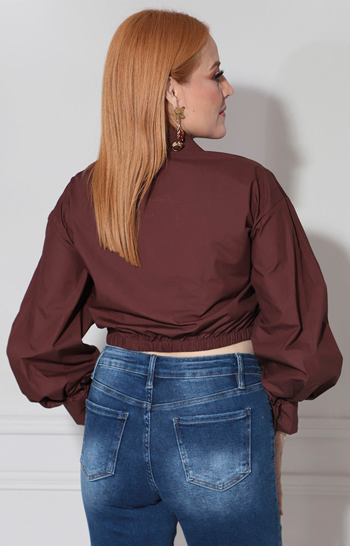 Blusa café con botones - BLUSA Boutiquemirel 