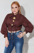 Blusa café con botones - BLUSA Boutiquemirel 