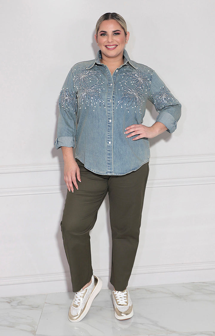 Camisera denim con brillos