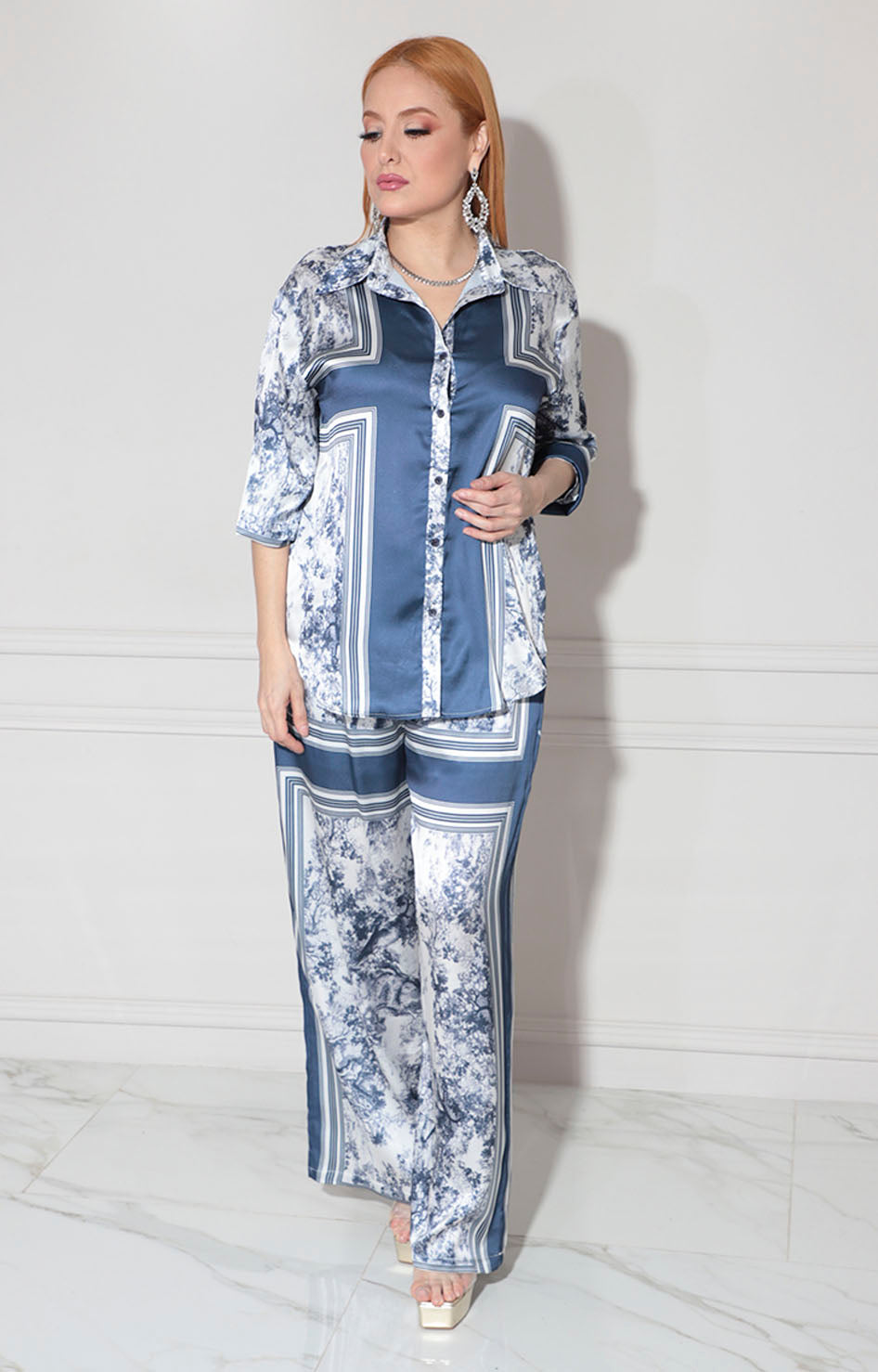 Conjunto satinado azul