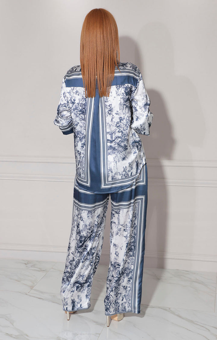 Conjunto satinado azul