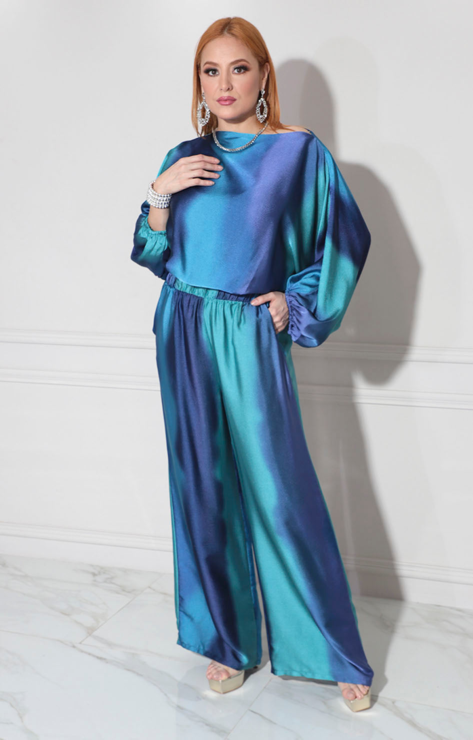 Conjunto satinado azul