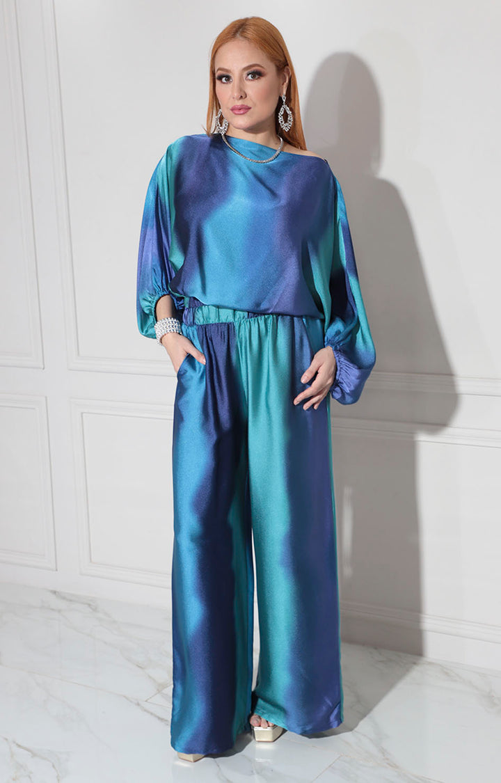 Conjunto satinado azul