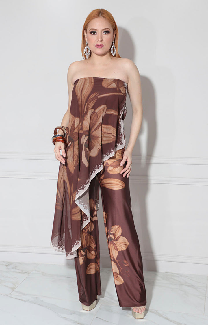 Palazzo café strapless