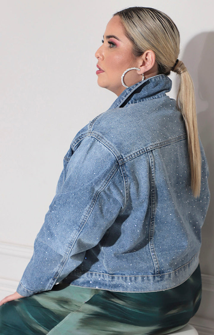 Chamarra denim con brillos