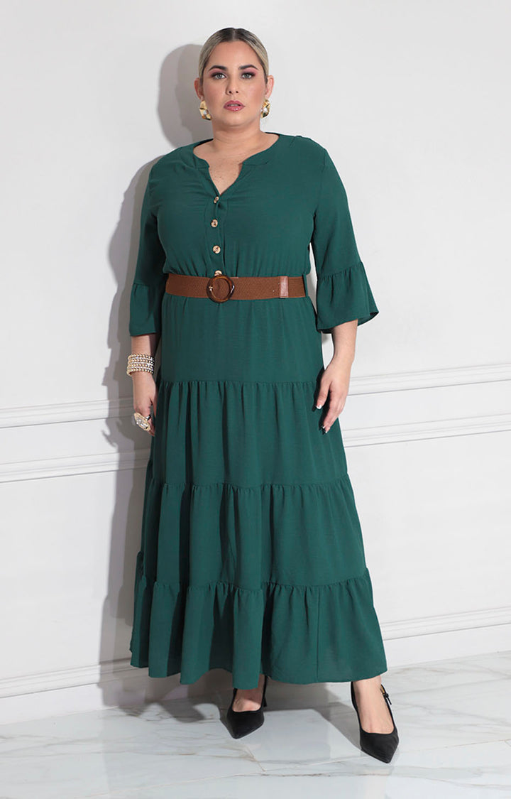 Vestido verde con cinturón