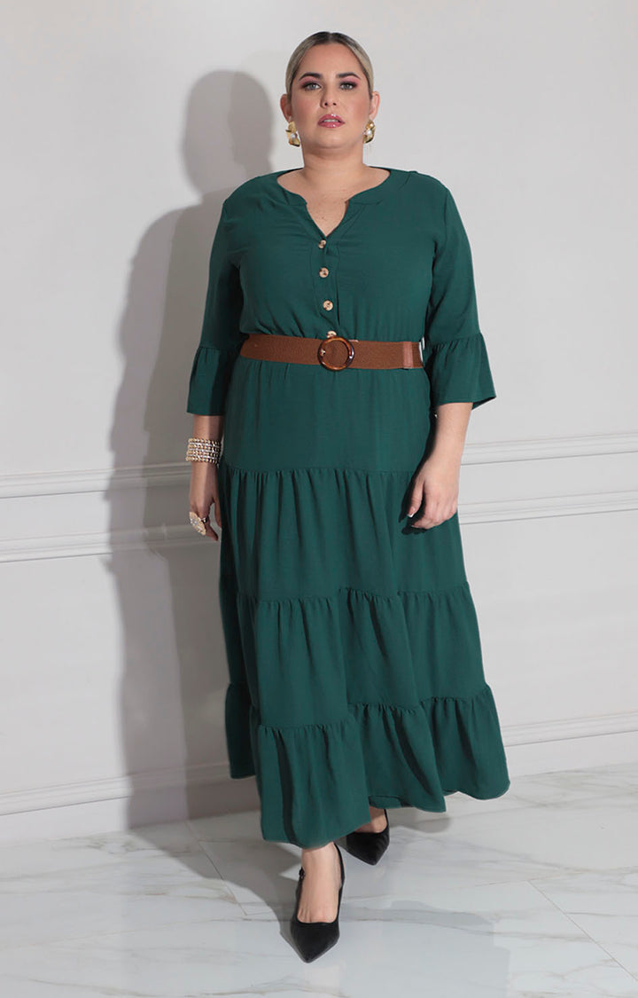 Vestido verde con cinturón