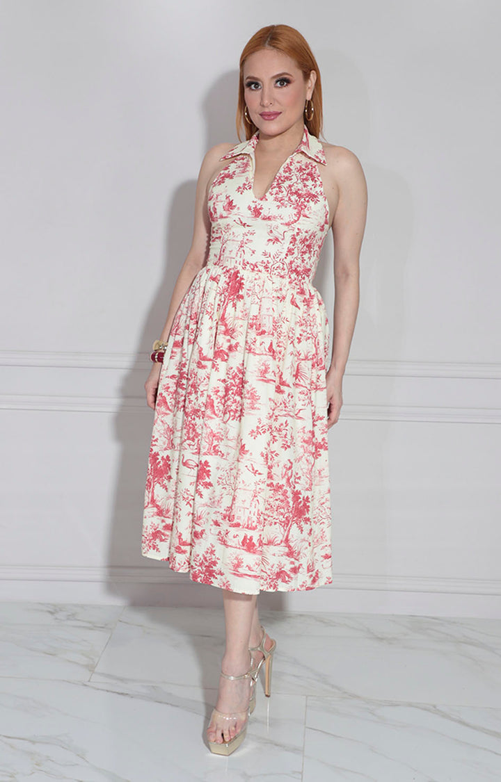 Vestido beige estampado