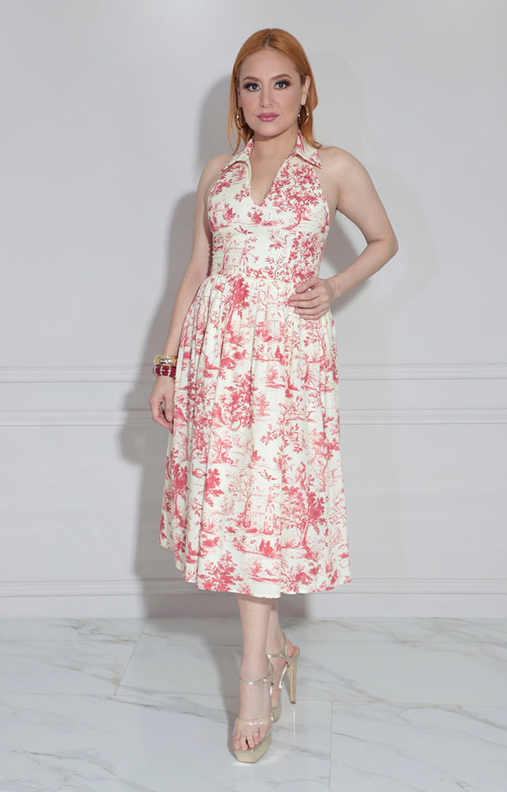 Vestido beige estampado