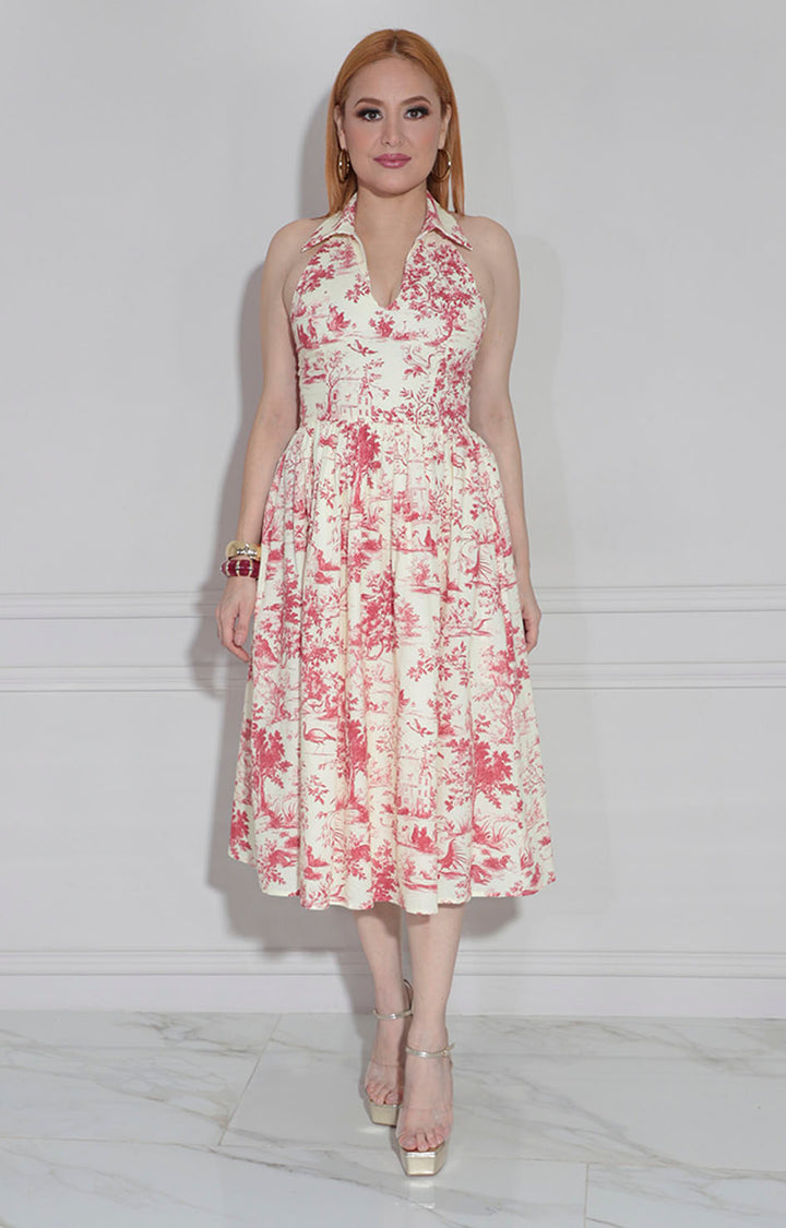 Vestido beige estampado